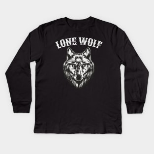 Lone Wolf Full Moon Biker Men Gift Kids Long Sleeve T-Shirt